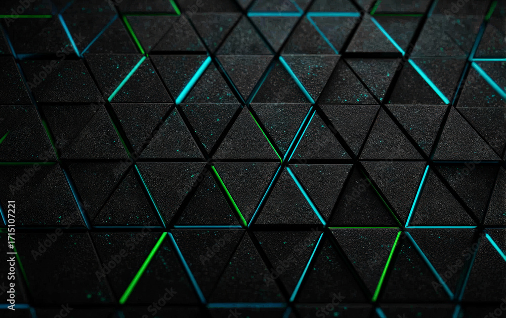 Poster geometric pattern with triangular shapes and neon lights
