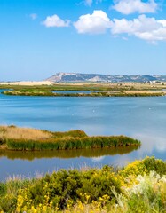 Panoramic view of a tranquil lagoon