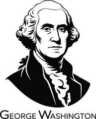 Vector bust portrait of George Washington, the first President of the United States, in an engraved or woodcut style.
