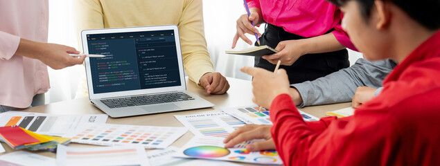 Software development programming on computer screen for brisk application and program coding