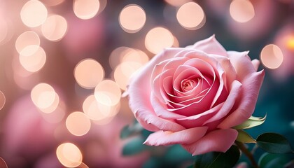 Pink Rose With Bokeh Lights