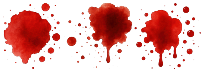 PNG Vivid red watercolor splatters, element set on transparent background