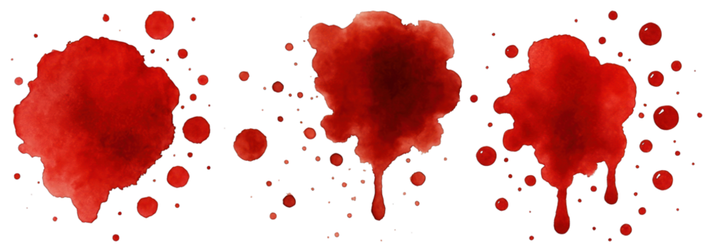PNG Vivid red watercolor splatters, element set on transparent background