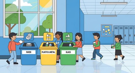 Kids Recycling at School.