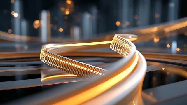 A futuristic financial technology hub where AI algorithms manifest as flowing ribbons of light transforming raw data into golden opportunities. Sleek interfaces float in mid air