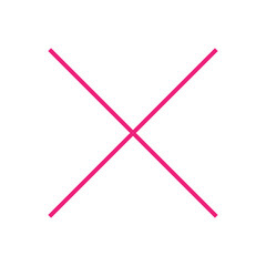 Cross mark icon. Pink cross symbol.