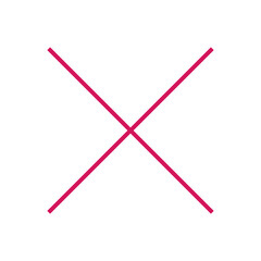 Cross mark icon. Pink cross symbol.