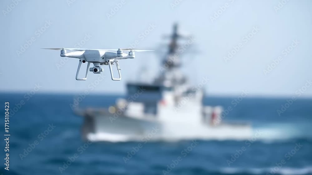 Poster advanced maritime surveillance operation using satellite technology drones and patrol vessels to mon