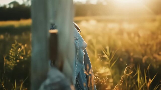 blue denim jacket hanging on the fence Videos