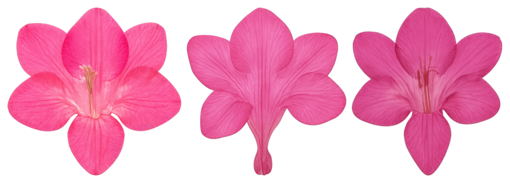 PNG Vibrant pink hibiscus petals trio, element set on transparent background