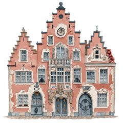 Obraz premium House of the Blackheads. House of the Blackheads watercolor vector illustration