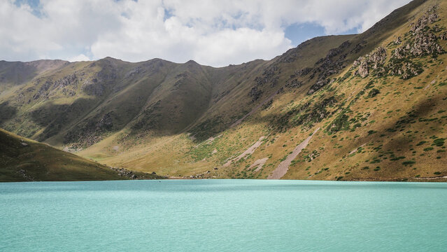 The view of Kol Tor Lake in Kyrgyzstan