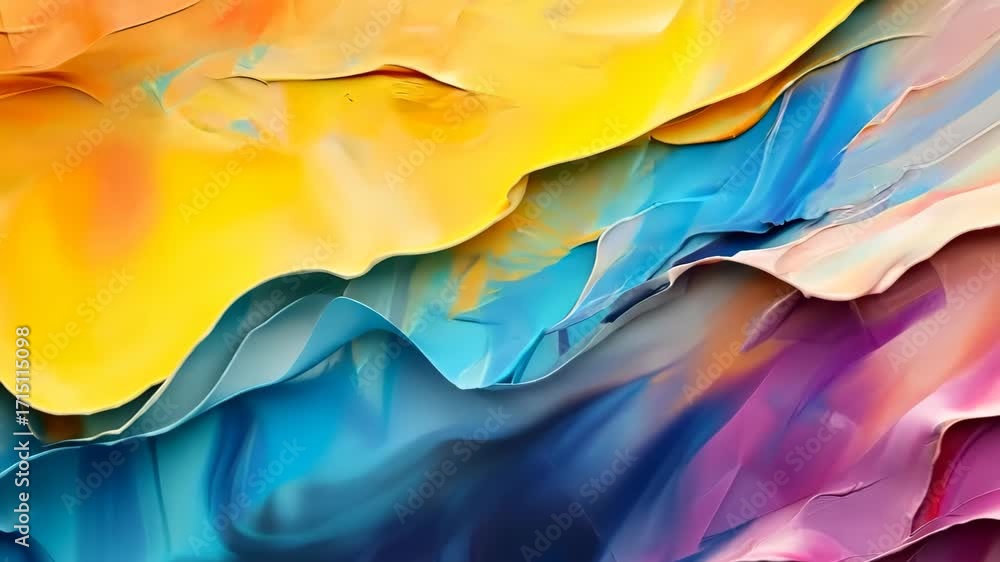 Poster vibrant paint strokes: a close-up view of abstract art displaying textured layers of dynamic colorfu