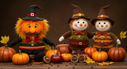 halloween pumpkin and witch