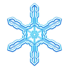 Blue glowing snowflake icon on transparent background
