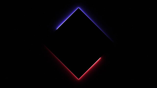 Animation of glowing neon rectangles squares abstract background. abstract glowing violet and red flickering neon rectangle border frame. 4k animated on black background