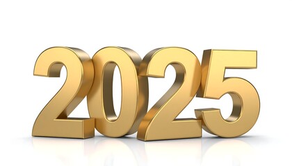 Gold 2025 numerals on white background