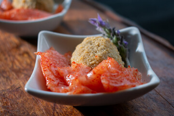 delicious starter with salmon as the main ingredient