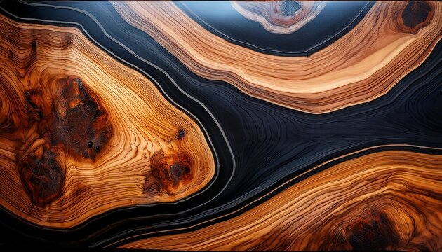 Black Epoxy Resin Panel With Walnut Texture For Design