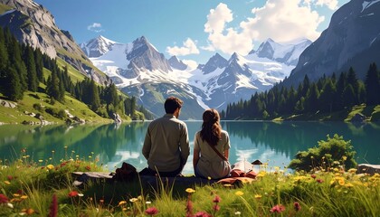 Alpine serenity: a tranquil lake vista