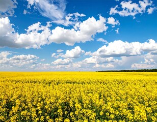 Obraz premium Yellow field under blue sky