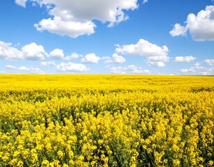 Obraz premium Yellow Flower Field Under Blue Sky