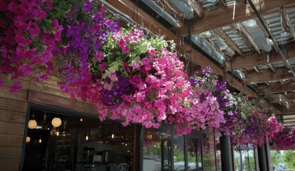 Vibrant pink and purple hanging flowers