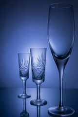 empty wine glass on black