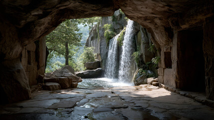 Hidden waterfall grotto