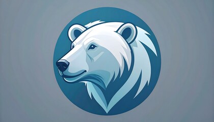 Profile view of a cartoon polar bear in a circle