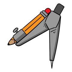 Vector Illustration of Compass Tool for Drawing and Geometry