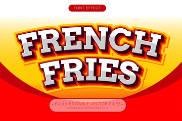 Editable text effect- french fries food and beverages premium font style
