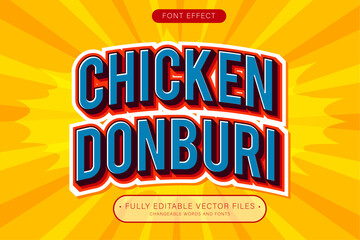 Editable text effect- chicken donburi food and beverages premium font style