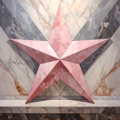 Pink star on a marble wall