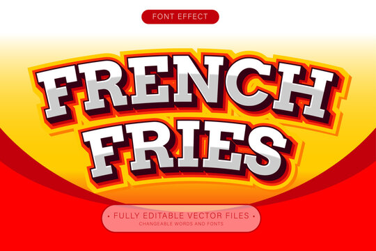 Editable text effect- french fries food and beverages premium font style