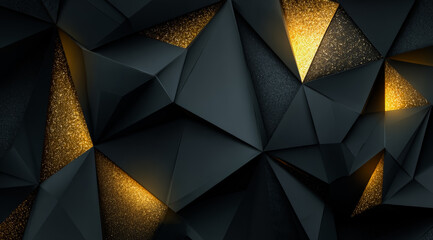 Fototapeta premium Black and gold abstract design with a lot of triangles. The design is made up of black and gold shapes