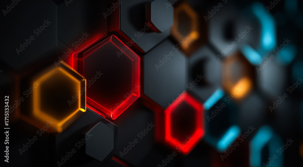 Poster the image is a digital rendering of a colorful geometric design featuring a red and yellow center su