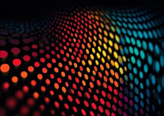 Colorful pattern of dots is displayed in a black background. The dots are of various sizes and colors