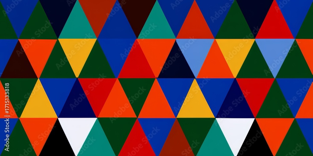 Poster Colorful pattern of triangles is displayed in a variety of colors. The image is abstract and has a vibrant