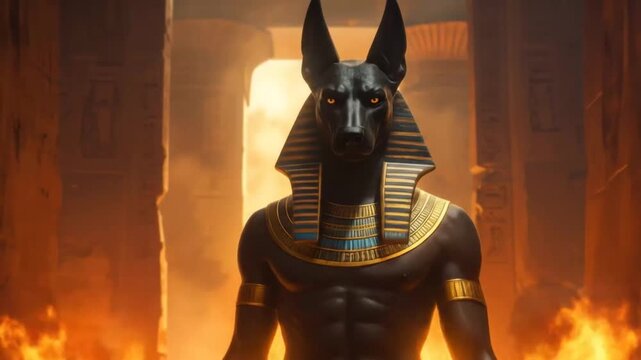 Anubis: Egyptian God of the Dead in Fire Temple