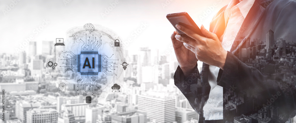 Poster global ai artificial intelligence transforms ai technology worldwide. global artificial intelligence