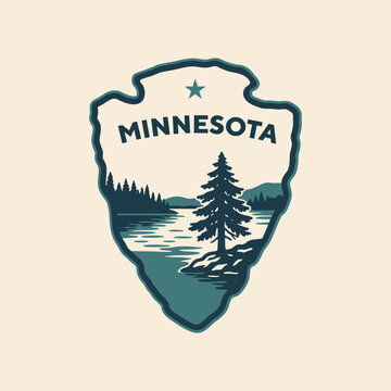 Visit National Park to Minnesota state USA, travel logo and icon