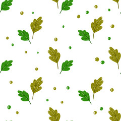 seamless pattern with green leaves in autumn 
