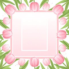 Pink tulips frame a blank space