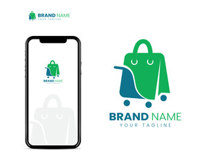 abstract illustration online shop logo template