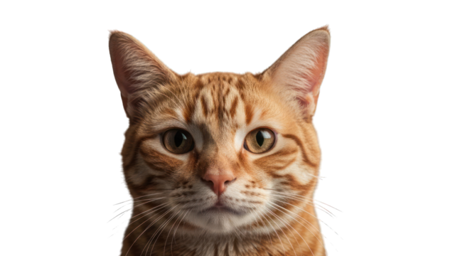 Close-up of a ginger cat's head and shoulders.  The cat's fur is a rich orange-brown with darker stripes.  Its eyes are a light hazel, and it appears alert and looking directly at the viewer