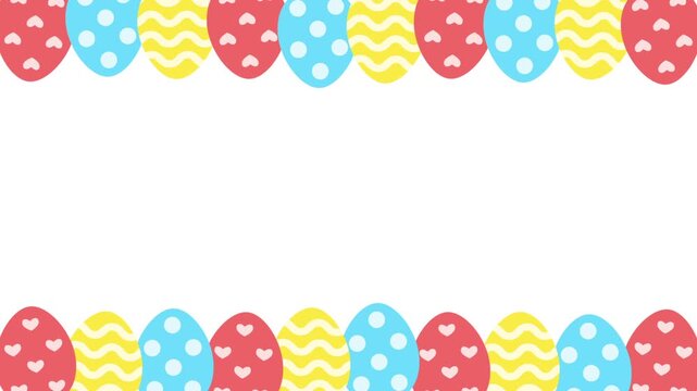 Easter eggs animation. Animated easter border on white background