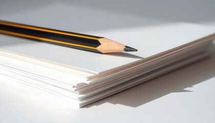 Naklejka premium Blank pages in a notebook with a pen and a stack of books ready for a new project