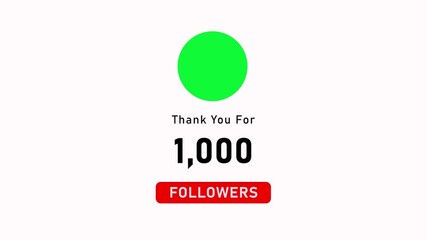 Thank you for 1000 followers. Celebrate with your fans ,Congratulations Social media 1k followers counting notification icon animation on alpha channel, Incoming followers counting notification. - Powered by Adobe