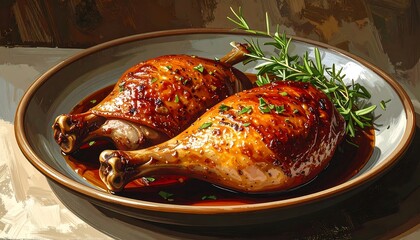 Gourmet Roasted Chicken Thighs in a Rustic Dish